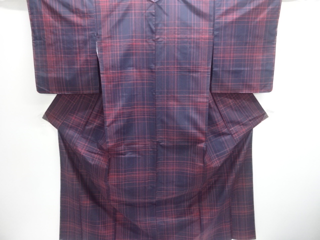 JAPANESE KIMONO / OSHIMA TSUMUGI / WOVEN GRID 